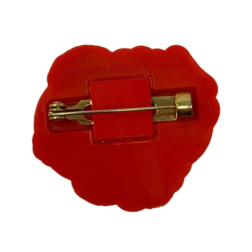 Hallmark Red Bird Brooch 1981 Christmas Vintage Plastic Pin‎